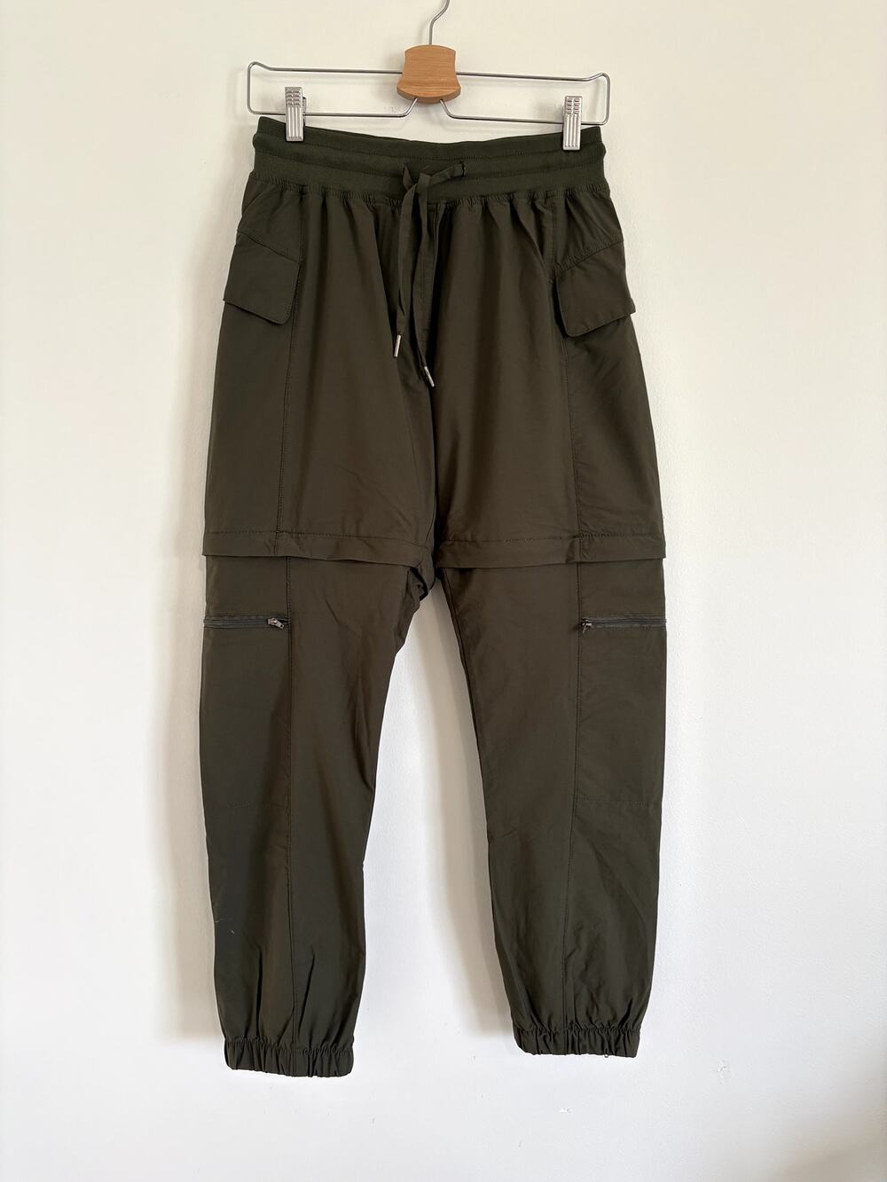 Smawell Women's Convertible Hiking Pants Quick Dry Zip Off Joggers Army Green M